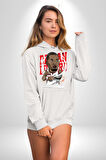 Basketbol Oyun Zamanı Kadın Erkek  Beyaz Kapüşonlu Sweatshirt Hoodie