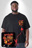 Donovan Mitchell Basketbol Karikatür Siyah Büyük Beden Kadın Basic Minimal Baskılı Tişört