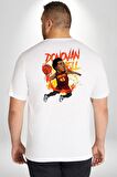 Donovan Mitchell Basketbol Karikatür Büyük Beden Beyaz Tişört Kadın Erkek Ünisex Sırt Baskılı