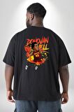 Donovan Mitchell Basketbol Karikatür Büyük Beden Siyah Tişört Kadın Erkek Ünisex Sırt Baskılı
