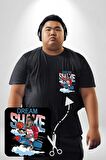Dream Shake Rockets Basketbol Siyah Büyük Beden Kadın Basic Minimal Baskılı Tişört