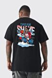 Dream Shake Rockets Basketbol Büyük Beden Siyah Tişört Kadın Erkek Ünisex Sırt Baskılı