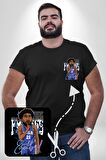 Joel Embiid Basketbol Philadelphia  Siyah Büyük Beden Kadın Basic Minimal Baskılı Tişört