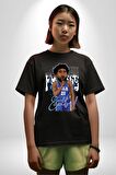 Joel Embiid Basketbol Philadelphia  Pamuklu Bisiklet Yaka Kadın Erkek Oversize Boyfriend Dijital Baskılı Siyah T-shirt