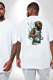 Celtics Basketbol Karikatür Özel Tasarım Büyük Beden Beyaz Tişört Kadın Erkek Ünisex Sırt Baskılı
