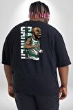 Celtics Basketbol Karikatür Özel Tasarım Büyük Beden Siyah Tişört Kadın Erkek Ünisex Sırt Baskılı