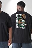 Celtics Basketbol Karikatür Özel Tasarım Büyük Beden Siyah Tişört Kadın Erkek Ünisex Sırt Baskılı