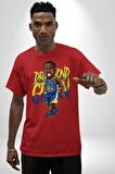 Draymond Green Basketbol Golden State  Pamuklu Bisiklet Yaka Kadın Erkek Oversize Boyfriend Dijital Baskılı Kırmızı T-shirt