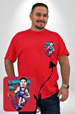 LaMelo Ball Basketbol Karikatür Kırmızı Büyük Beden Kadın Basic Minimal Baskılı Tişört