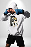Kelebek Gibi Uçar Arı Gibi Sokarım Ali Boks Kadın Erkek  Beyaz Kapüşonlu Sweatshirt Hoodie