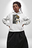 Kelebek Gibi Uçar Arı Gibi Sokarım Ali Boks Kadın Erkek  Beyaz Kapüşonlu Sweatshirt Hoodie