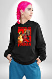 Michael Air Jordan Bulls Basketbol Karikatür Kadın Erkek  Siyah Kapüşonlu Sweatshirt Hoodie