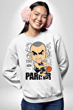 Tony Parker Spurs Basketbol Star Kadın Erkek Beyaz Sweatshirt 