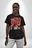 Chicago Bulls 91 Dennis Rodman Pamuklu Bisiklet Yaka Kadın Erkek Oversize Boyfriend Dijital Baskılı Siyah T-shirt