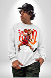 Chicago Bulls 91 Dennis Rodman Kadın Erkek Beyaz Sweatshirt 