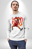 Chicago Bulls 91 Dennis Rodman Kadın Erkek Beyaz Sweatshirt 