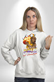 Basketbol Shaquille Oneal Star Ateş Topu Kadın Erkek  Beyaz Kapüşonlu Sweatshirt Hoodie