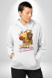Basketbol Shaquille Oneal Star Ateş Topu Kadın Erkek  Beyaz Kapüşonlu Sweatshirt Hoodie