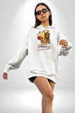 Basketbol Shaquille Oneal Star Ateş Topu Kadın Erkek  Beyaz Kapüşonlu Sweatshirt Hoodie