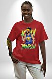 Klay Thompson Basketbol Golden State Pamuklu Bisiklet Yaka Kadın Erkek Oversize Boyfriend Dijital Baskılı Kırmızı T-shirt