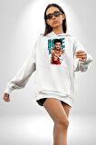 Trae Young Basketbol Oyuncusu Karikatür Atlanta Hawks Kadın Erkek  Beyaz Kapüşonlu Sweatshirt Hoodie