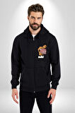 Muhammed Ali Boks Boksör Yıldız Spor Kadın Erkek Siyah Kapüşonlu Fermuarlı Baskılı Hırka Sweatshirt