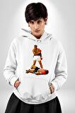 Muhammed Ali’nin En Meşhur Fotoğrafı Kadın Erkek  Beyaz Kapüşonlu Sweatshirt Hoodie