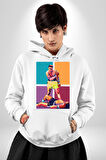Muhammed Ali Boks Ayağa Kalk ve Dövüş Kadın Erkek  Beyaz Kapüşonlu Sweatshirt Hoodie
