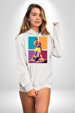 Muhammed Ali Boks Ayağa Kalk ve Dövüş Kadın Erkek  Beyaz Kapüşonlu Sweatshirt Hoodie