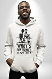 Muhammed Ali Benim Adım Ne ? Boks Kadın Erkek  Beyaz Kapüşonlu Sweatshirt Hoodie