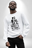 Muhammed Ali Benim Adım Ne ? Boks Kadın Erkek Beyaz Sweatshirt 