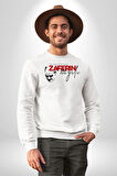 30 Ağustos Zafer Bayramı Atatürk İmzası Kadın Erkek Beyaz Sweatshirt 