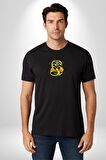 Cobra Kai Karete Çocuk Yılan Logo Dizi Siyah Oversize Kadın Erkek Ön Orta Minimal Baskılı Tişört