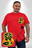 Cobra Kai Karete Çocuk Yılan Logo Dizi Kırmızı Büyük Beden Kadın Basic Minimal Baskılı Tişört