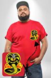 Cobra Kai Karete Çocuk Yılan Logo Dizi Kırmızı Büyük Beden Kadın Basic Minimal Baskılı Tişört