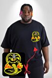 Cobra Kai Karete Çocuk Yılan Logo Dizi Siyah Büyük Beden Kadın Basic Minimal Baskılı Tişört