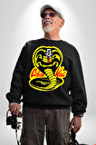 Cobra Kai Karete Çocuk Yılan Logo Dizi Kadın Erkek Siyah Sweatshirt 