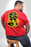Cobra Kai Karete Çocuk Yılan Logo Dizi Büyük Beden Kırmızı Tişört Kadın Erkek Ünisex Sırt Baskılı
