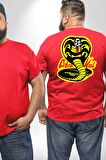 Cobra Kai Karete Çocuk Yılan Logo Dizi Büyük Beden Kırmızı Tişört Kadın Erkek Ünisex Sırt Baskılı