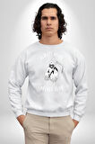 Her Zaman Yalnız Daima Yalnızlık Azrail Kadın Erkek Beyaz Sweatshirt 