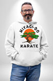 Miyagi-Do Karete Çocuk Logo Dizi Bonzai Ağaç Kadın Erkek  Beyaz Kapüşonlu Sweatshirt Hoodie