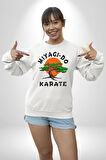 Miyagi-Do Karete Çocuk Logo Dizi Bonzai Ağaç Kadın Erkek Beyaz Sweatshirt 