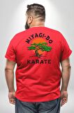 Miyagi-Do Karete Çocuk Logo Dizi Bonzai Ağaç Büyük Beden Kırmızı Tişört Kadın Erkek Ünisex Sırt Baskılı