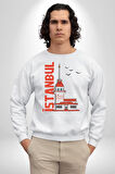 İstanbul Kız Kulesi Türkiye Kadın Erkek Beyaz Sweatshirt 