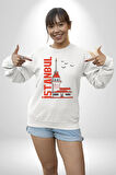 İstanbul Kız Kulesi Türkiye Kadın Erkek Beyaz Sweatshirt 