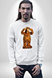 Alf Uzaylı Canavar Dizi Kahramanı  Kadın Erkek Beyaz Sweatshirt 