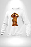 Alf Uzaylı Canavar Dizi Kahramanı  Kadın Erkek Beyaz Sweatshirt 