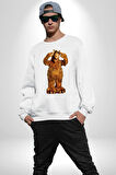 Alf Uzaylı Canavar Dizi Kahramanı  Kadın Erkek Beyaz Sweatshirt 