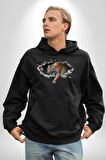 Kırık Duvar Kaplan Kadın Erkek  Siyah Kapüşonlu Sweatshirt Hoodie