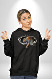 Kırık Duvar Kaplan Kadın Erkek  Siyah Kapüşonlu Sweatshirt Hoodie